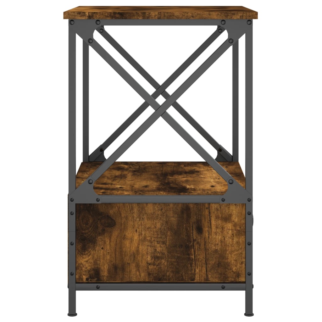 Nattbord 2 stk røkt eik 50x41x65 cm konstruert tre