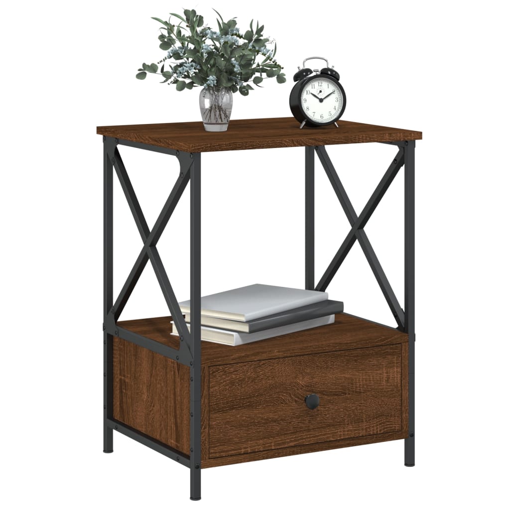 Nattbord brun eik 50x41x65 cm konstruert tre