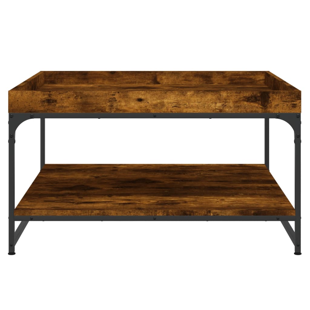 Salongbord røkt eik 80x80x45 cm konstruert tre og jern