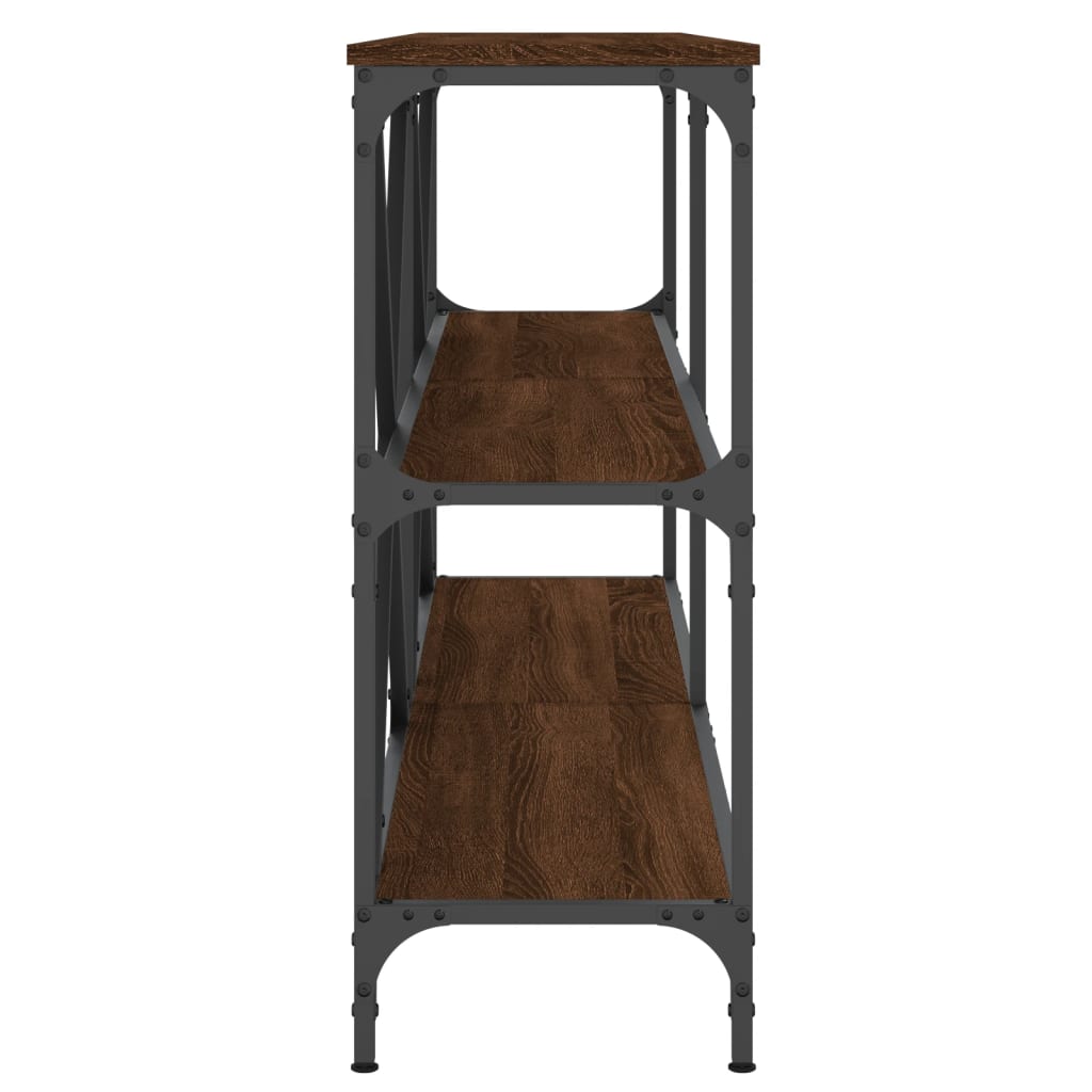 Salongbord brun eik 160x30x75 cm konstruert tre og jern