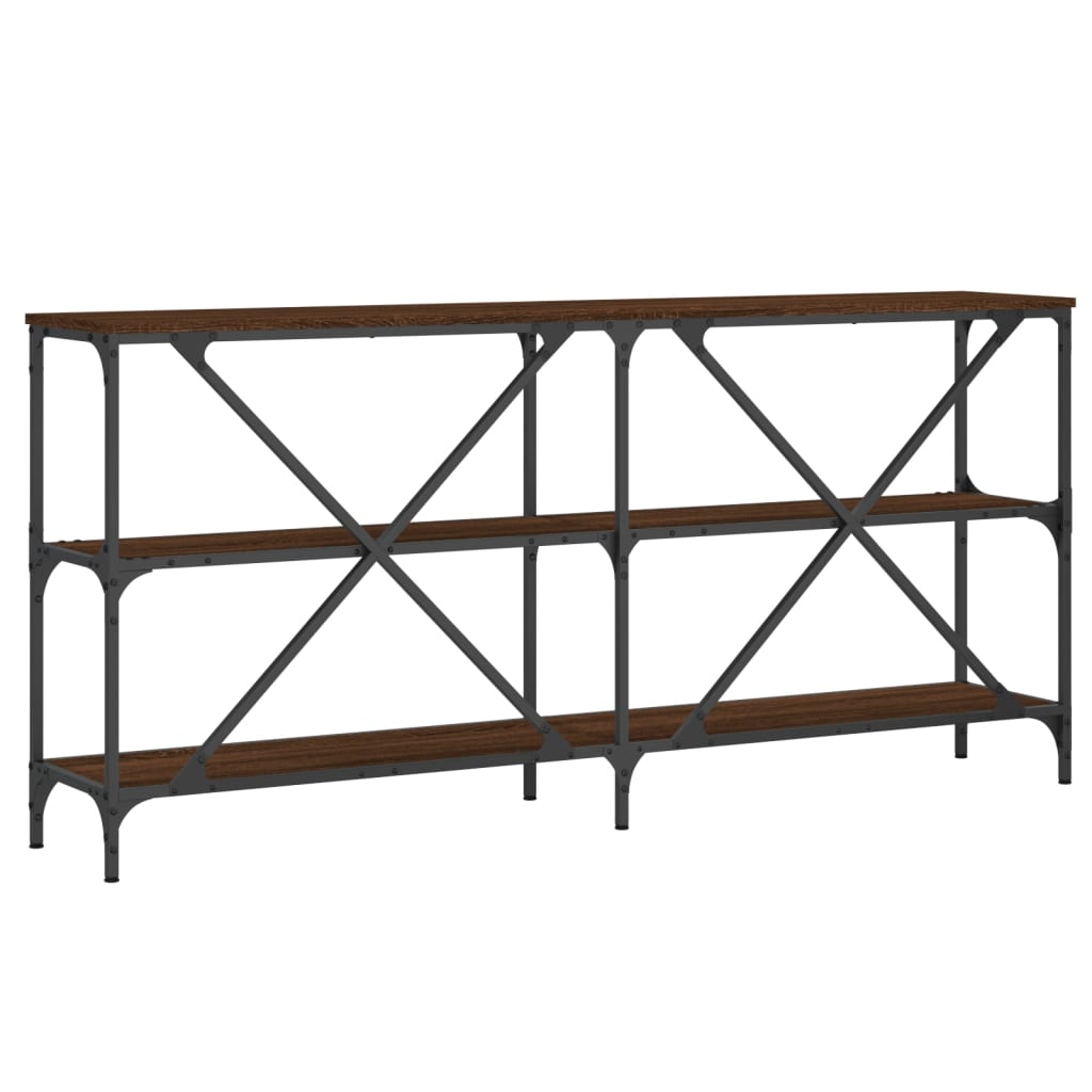 Salongbord brun eik 160x30x75 cm konstruert tre og jern