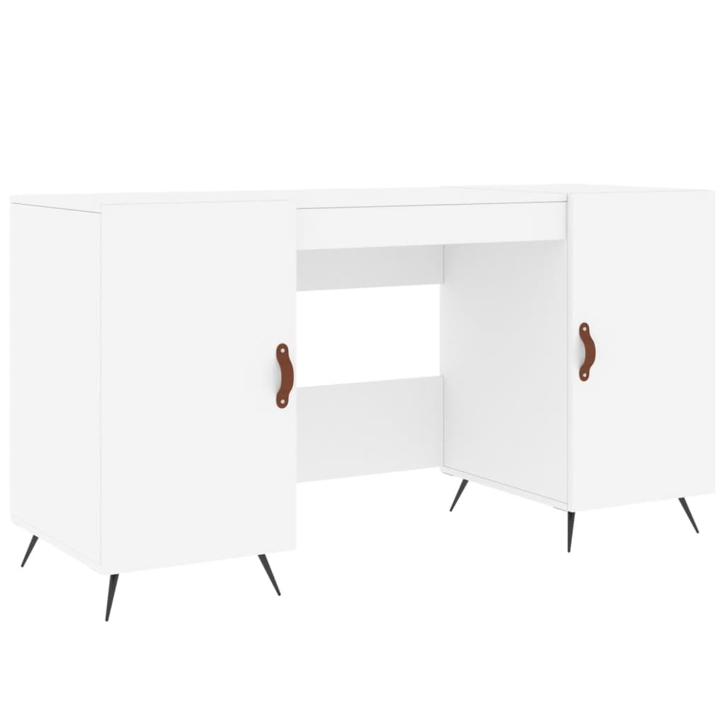 Skrivebord hvit 140x50x75 cm konstruert tre