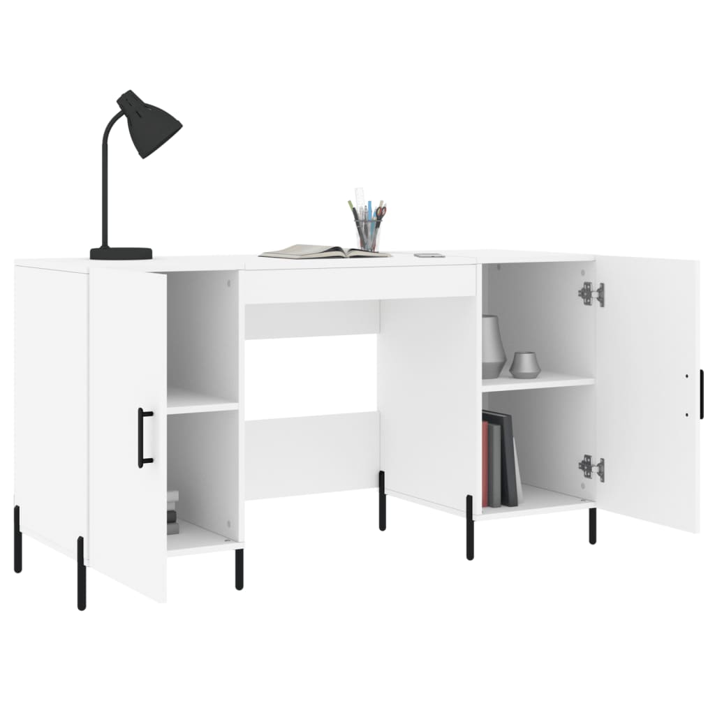 Skrivebord hvit 140x50x75 cm konstruert tre