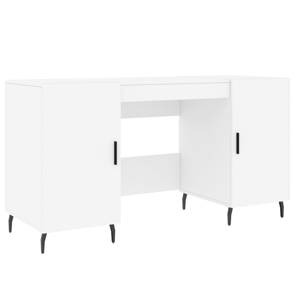 Skrivebord hvit 140x50x75 cm konstruert tre