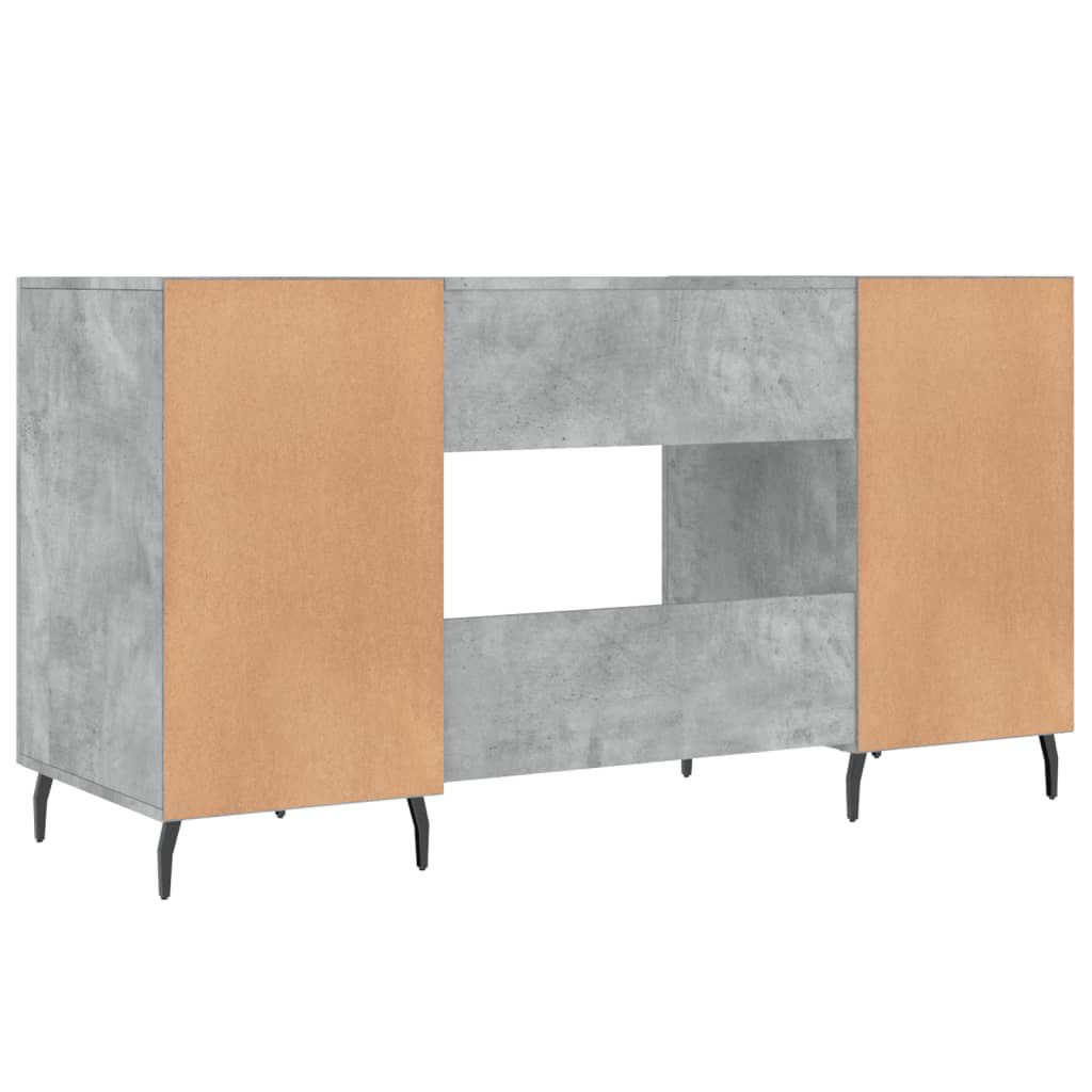 Skrivebord betonggrå 140x50x75 cm konstruert tre