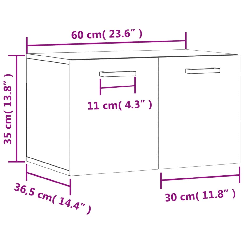 Veggskap røkt eik 60x36,5x35 cm konstruert tre