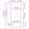 Vegghylle med stang svart 30x25x65 cm