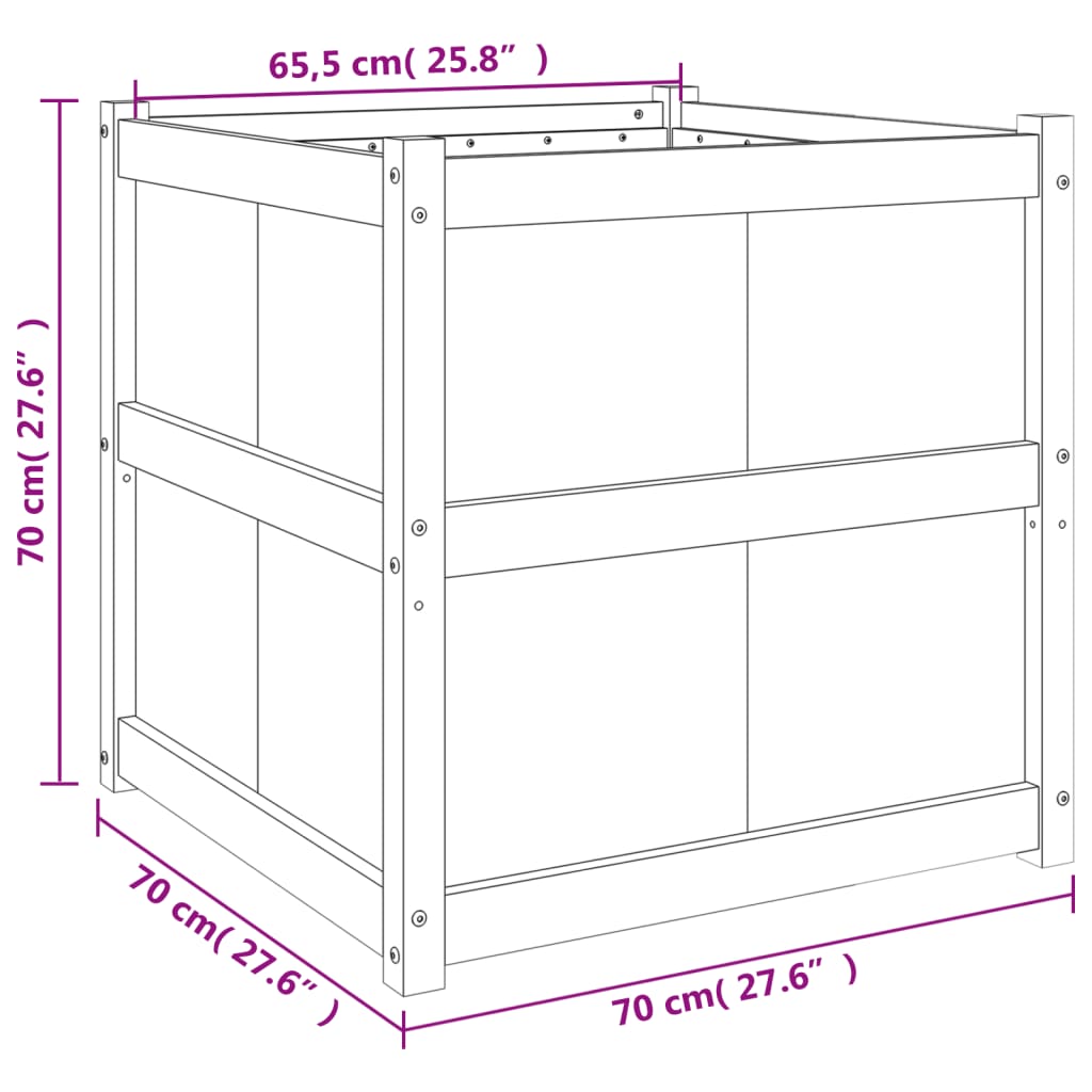 Plantekasse 70x70x70 cm heltre furu