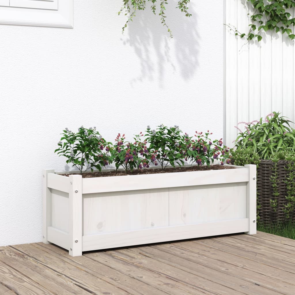 Hageplantekasse hvit 90x31x31 cm heltre furu
