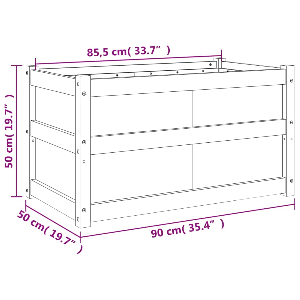 Hageplantekasse hvit 90x50x50 cm heltre furu