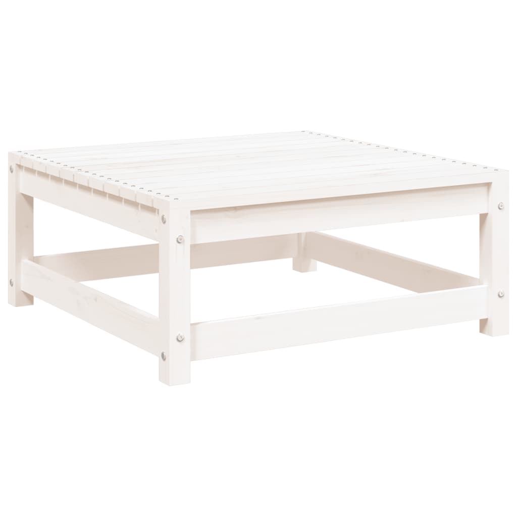 Fotskammel til hage hvit 70x70x30 cm heltre furu