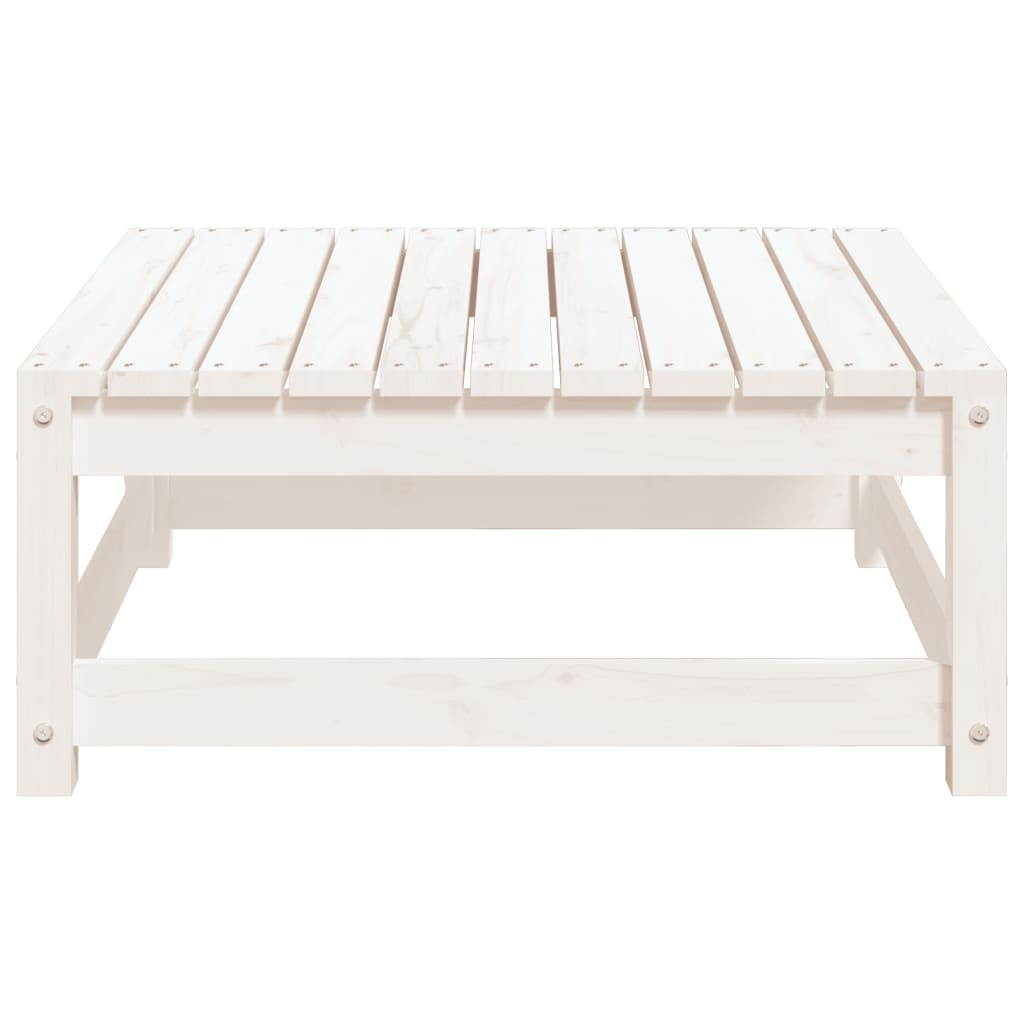 Fotskammel til hage hvit 70x70x30 cm heltre furu