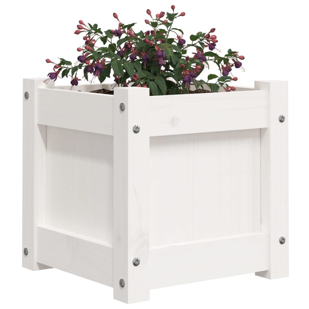 Plantekasser 2 stk hvit heltre furu