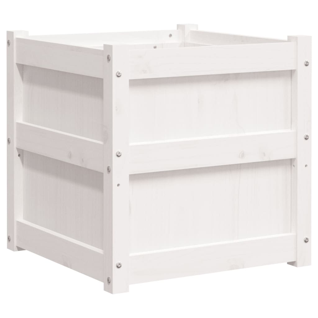 Hageplantekasse hvit 50x50x50 cm heltre furu