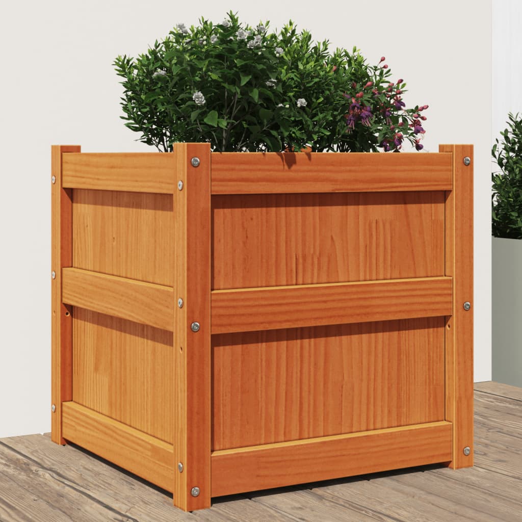 Hageplantekasse voksbrun 50x50x50 cm heltre furu