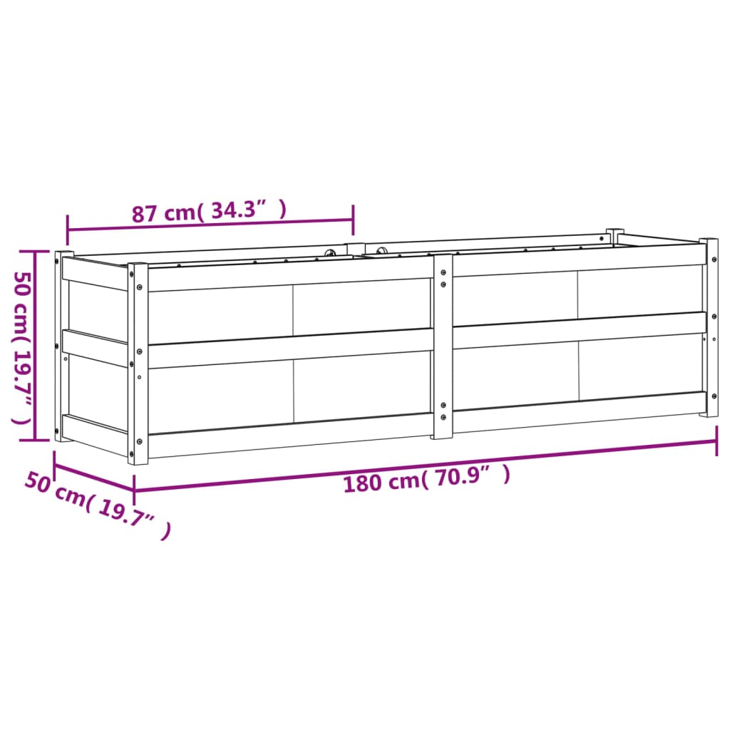 Hageplantekasse hvit 180x50x50 cm heltre furu