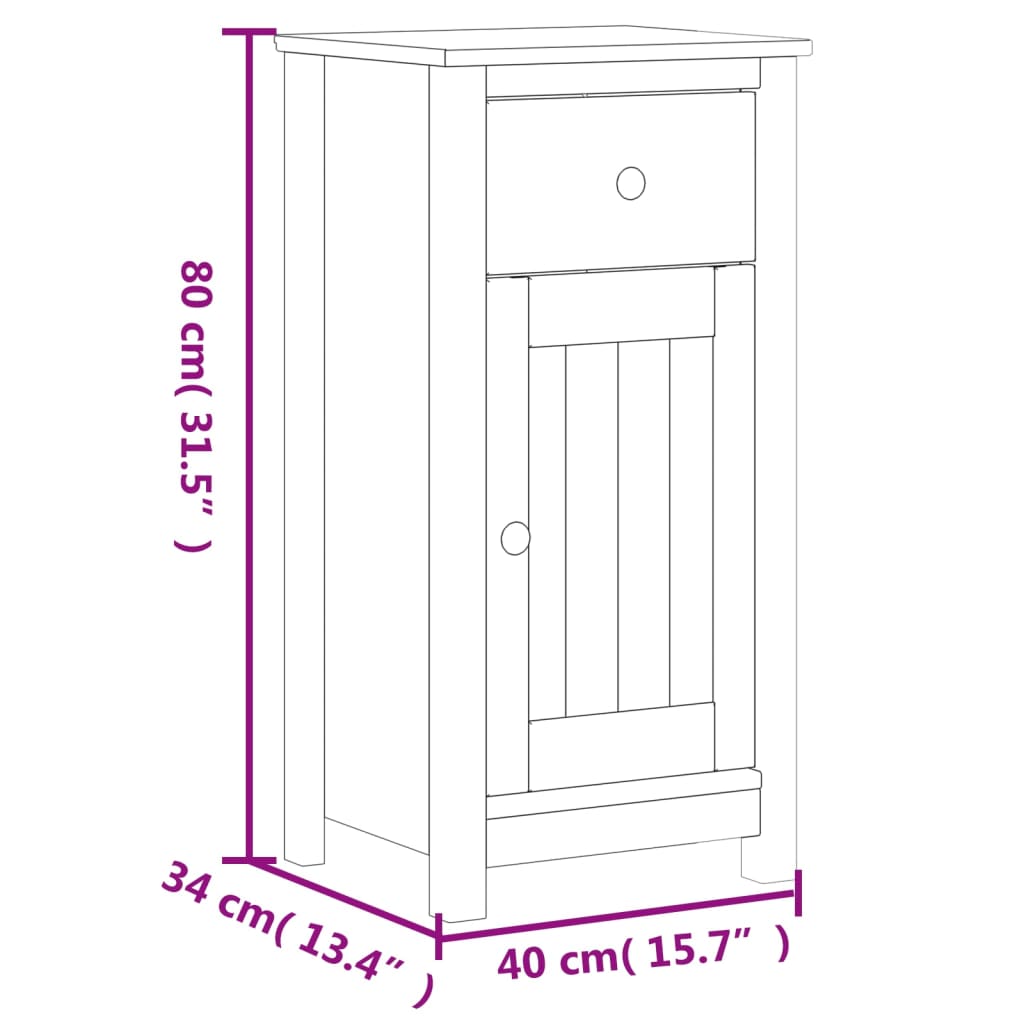 Baderomsskap BERG hvit 40x34x80 cm heltre furu