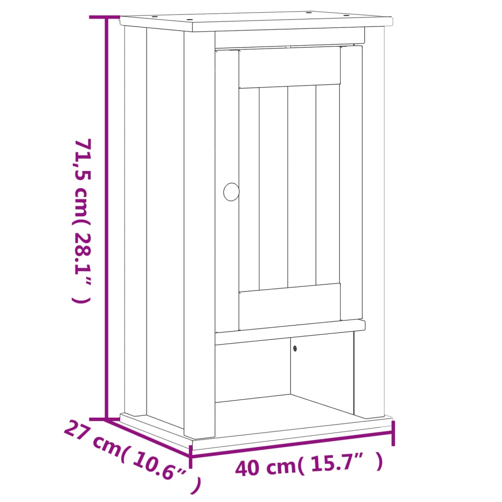 Baderomsskap BERG hvit 40x27x71,5 cm heltre furu