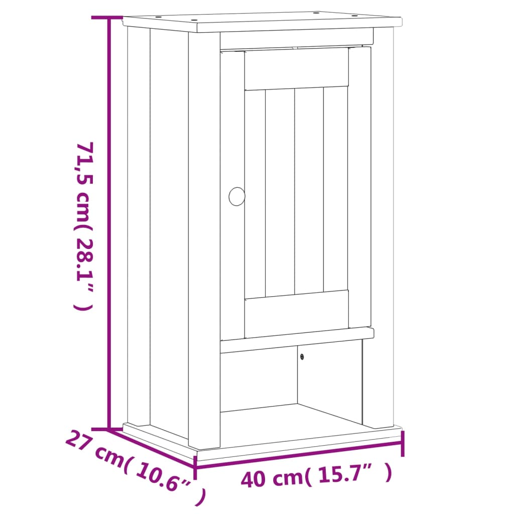 Baderomsskap BERG svart 40x27x71,5 cm heltre furu