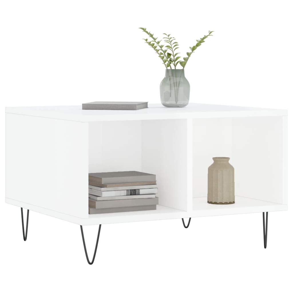 Salongbord høyglans hvit 60x50x36,5 cm konstruert tre