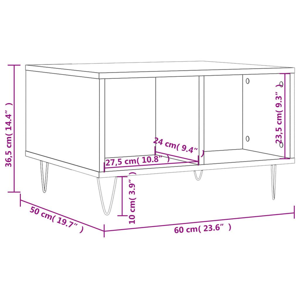 Salongbord betonggrå 60x50x36,5 cm konstruert tre