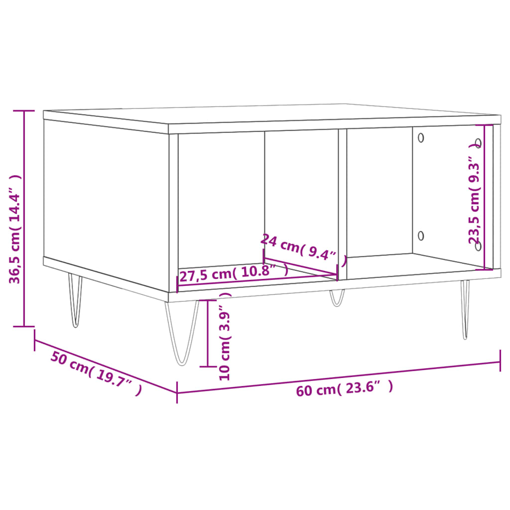 Salongbord brun eik 60x50x36,5 cm konstruert tre