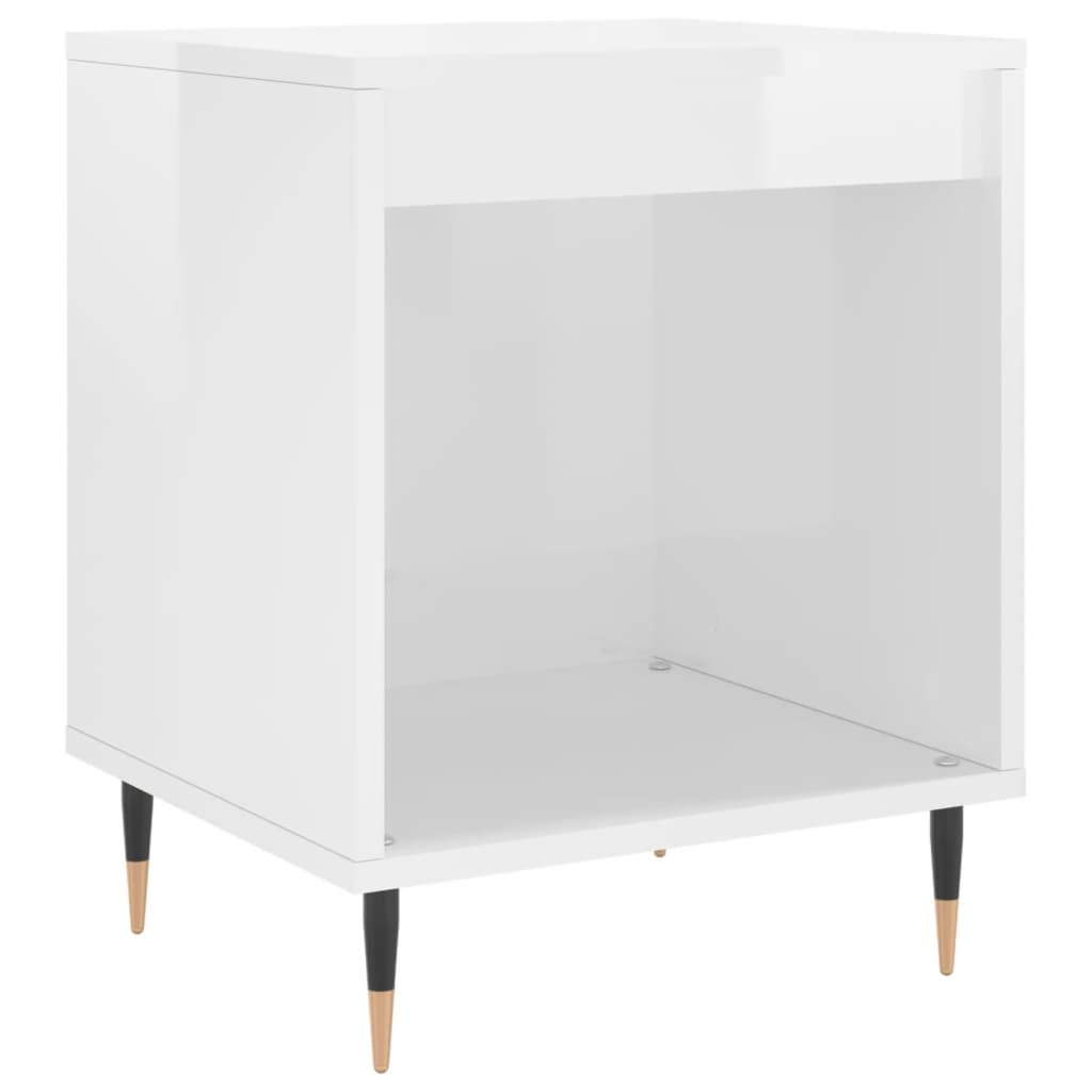 Nattbord høyglans hvit 40x35x50 cm konstruert tre