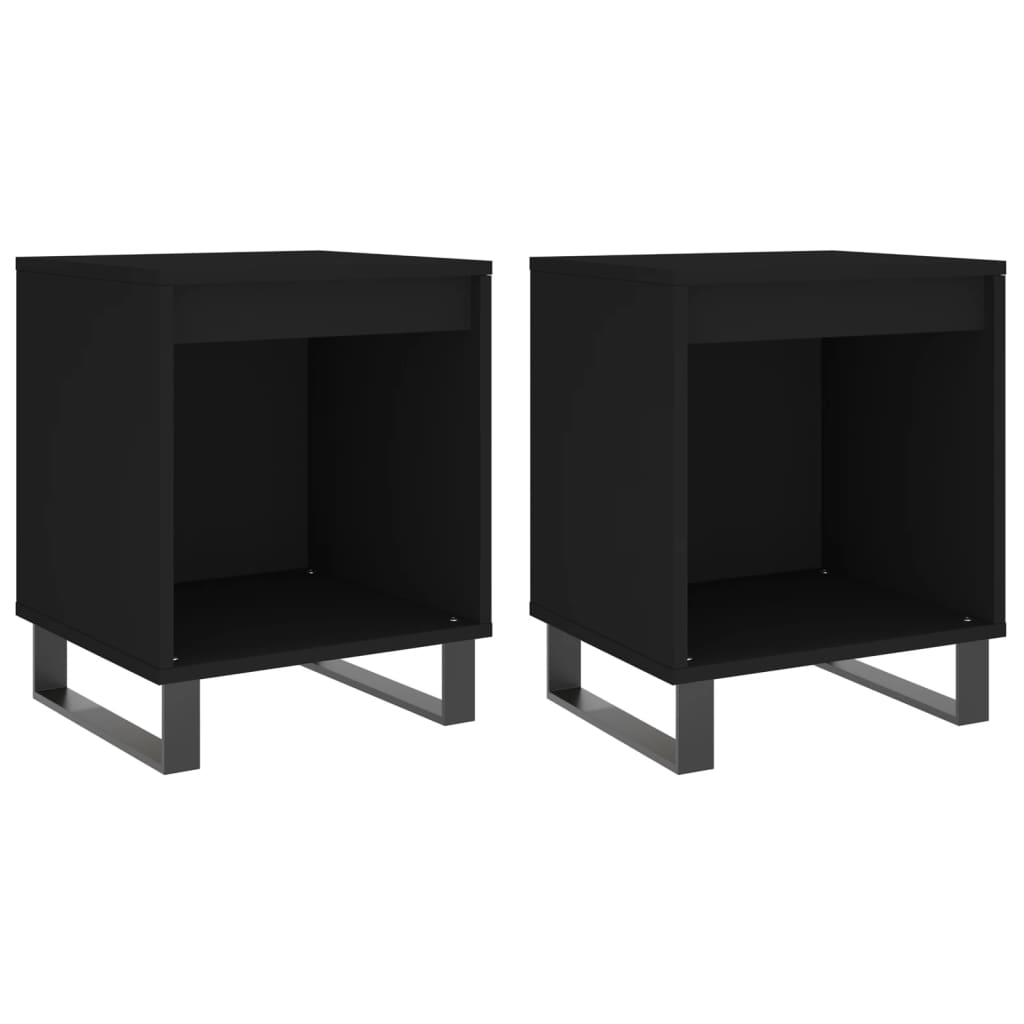 Nattbord 2 stk svart 40x35x50 cm konstruert tre