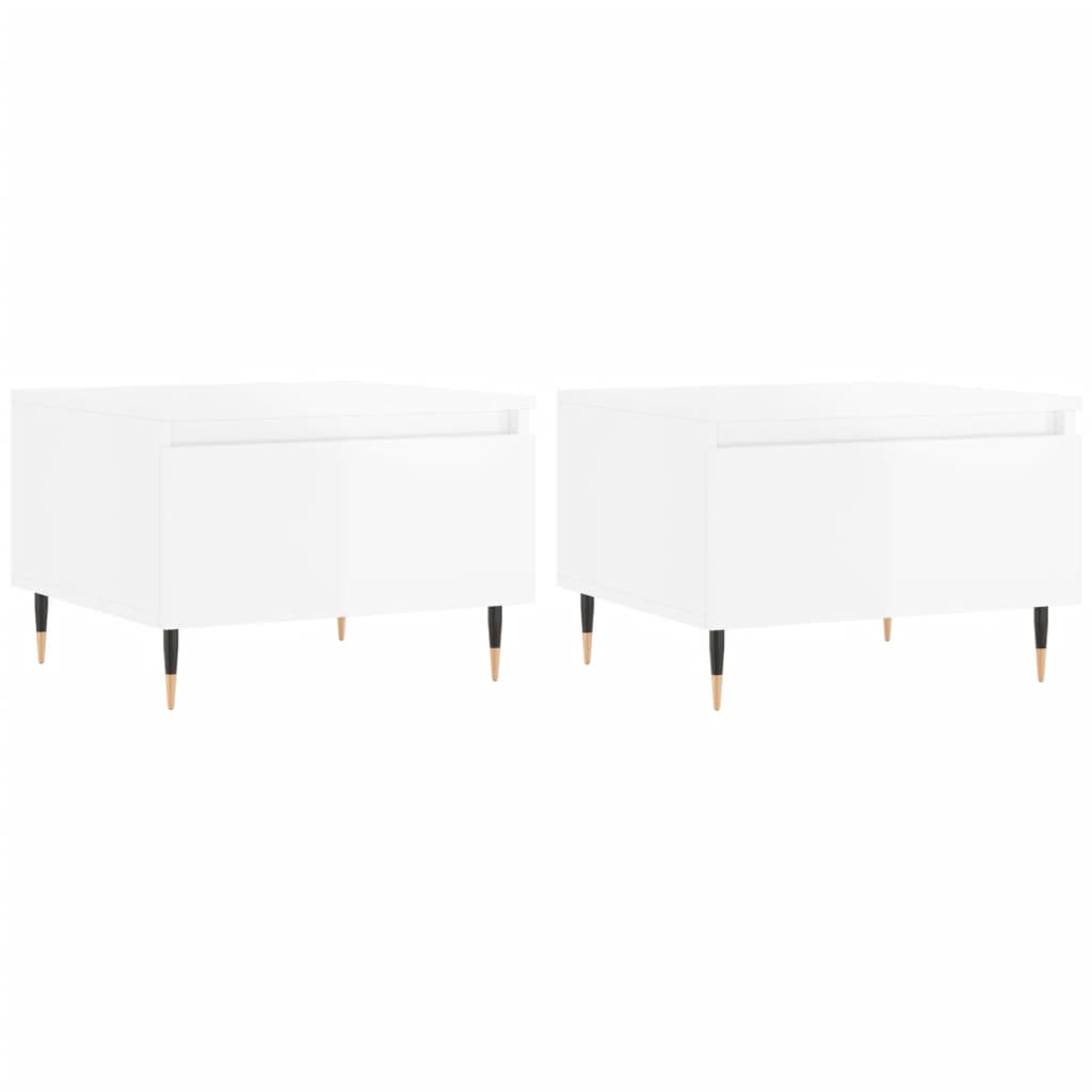 Salongbord 2 stk høyglans hvit 50x46x35 cm konstruert tre