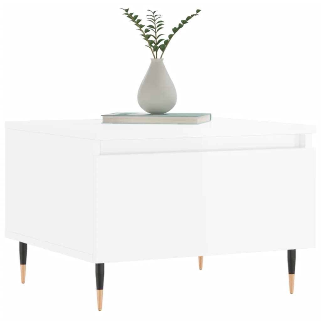 Salongbord 2 stk høyglans hvit 50x46x35 cm konstruert tre