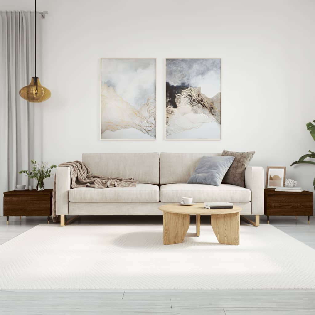 Salongbord 2 stk brun eik 50x46x35 cm konstruert tre