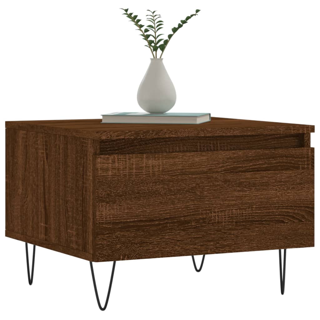 Salongbord 2 stk brun eik 50x46x35 cm konstruert tre