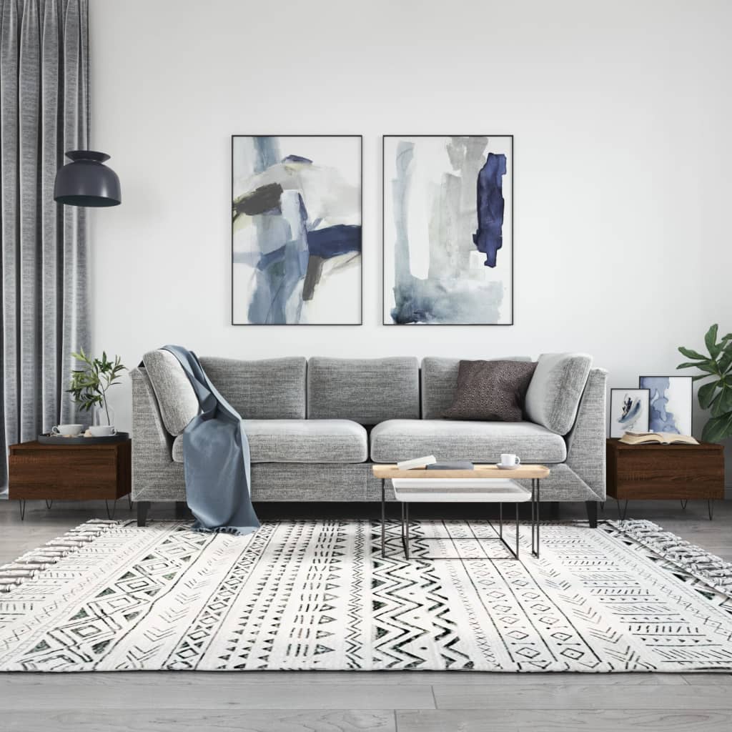 Salongbord 2 stk brun eik 50x46x35 cm konstruert tre
