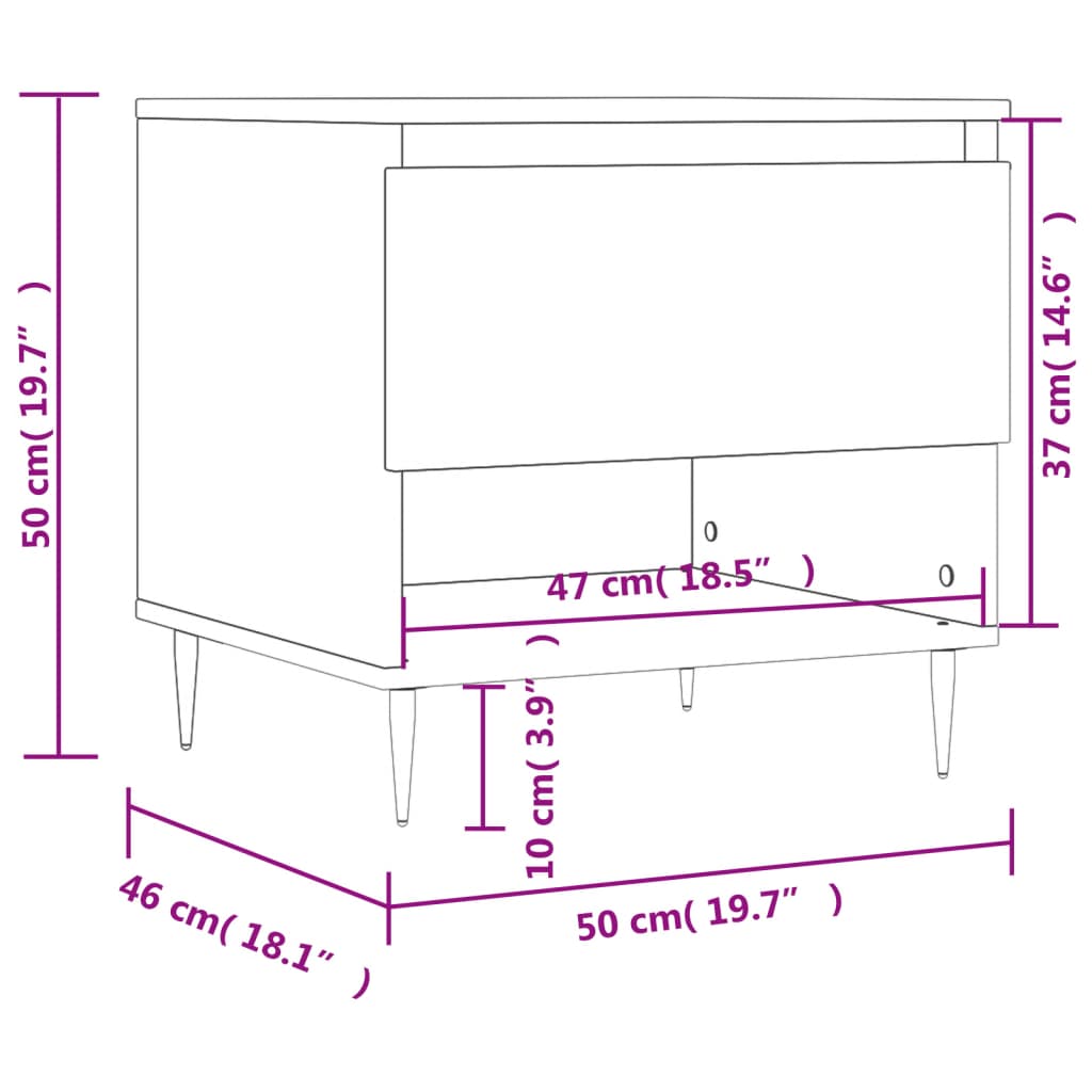 Salongbord betonggrå 50x46x50 cm konstruert tre