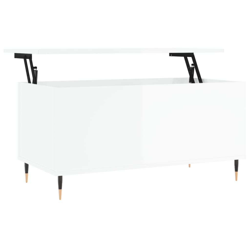 Salongbord høyglans hvit 90x44,5x45 cm konstruert tre