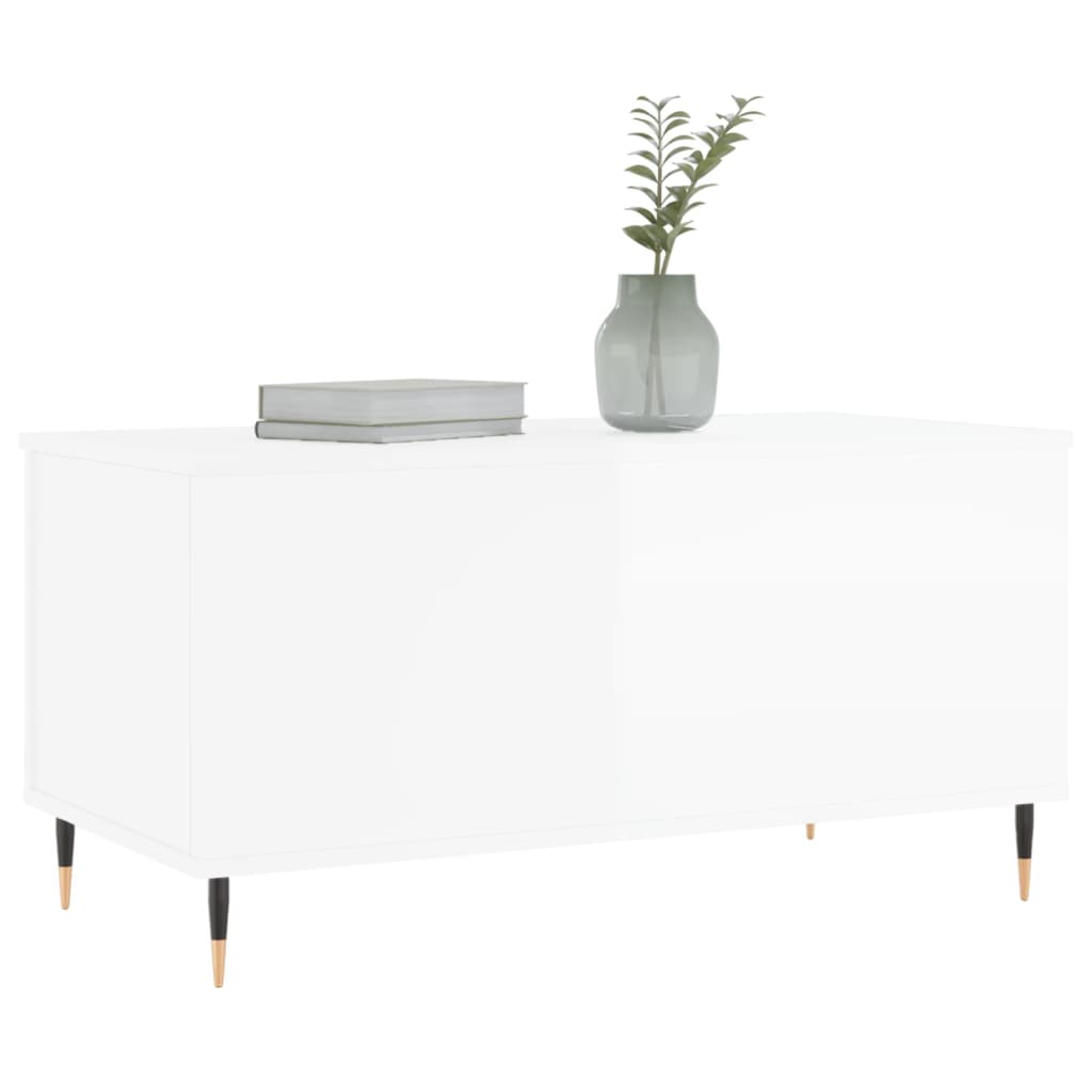 Salongbord høyglans hvit 90x44,5x45 cm konstruert tre