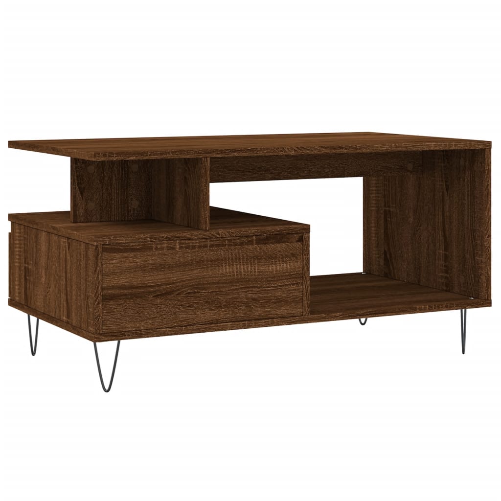 Salongbord brun eik 90x49x45 cm konstruert tre