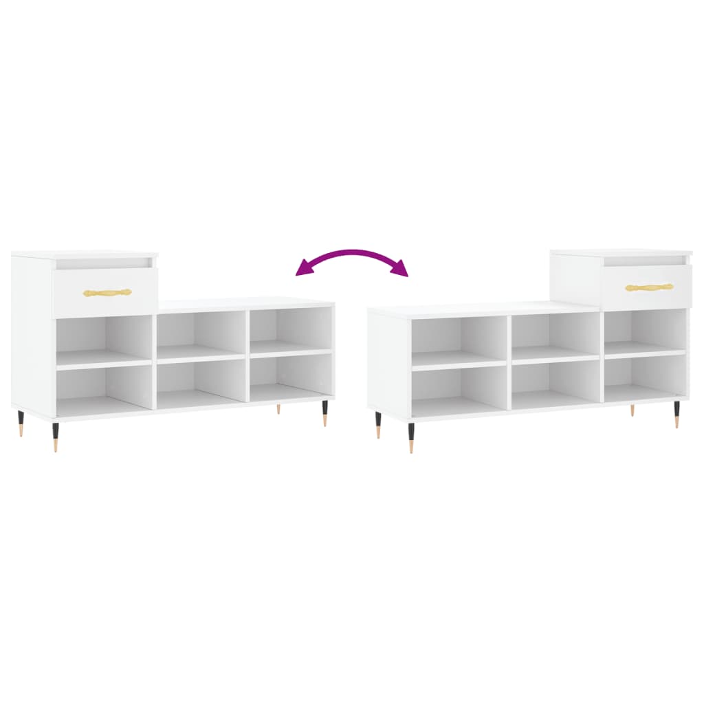 Skoskap hvit 102x36x60 cm konstruert tre