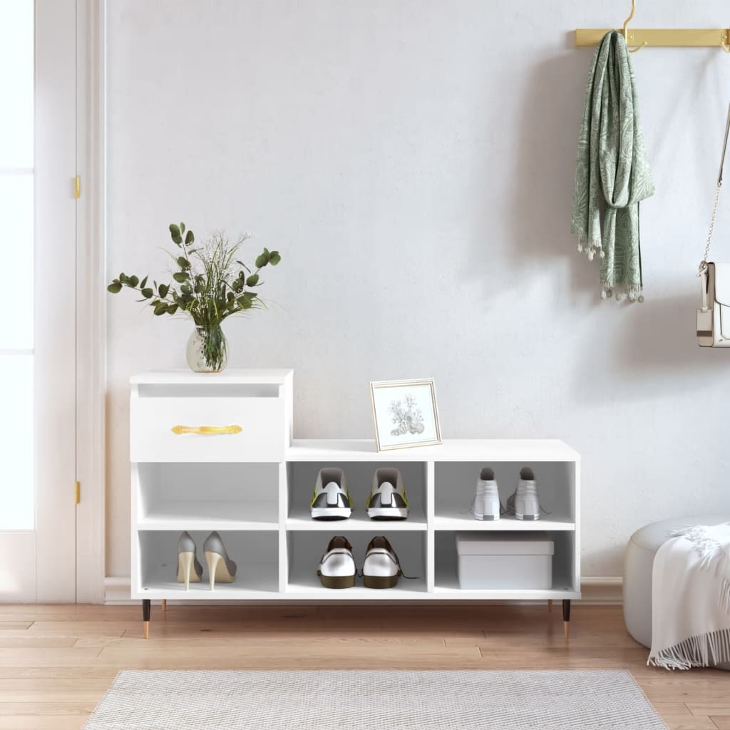 Skoskap hvit 102x36x60 cm konstruert tre