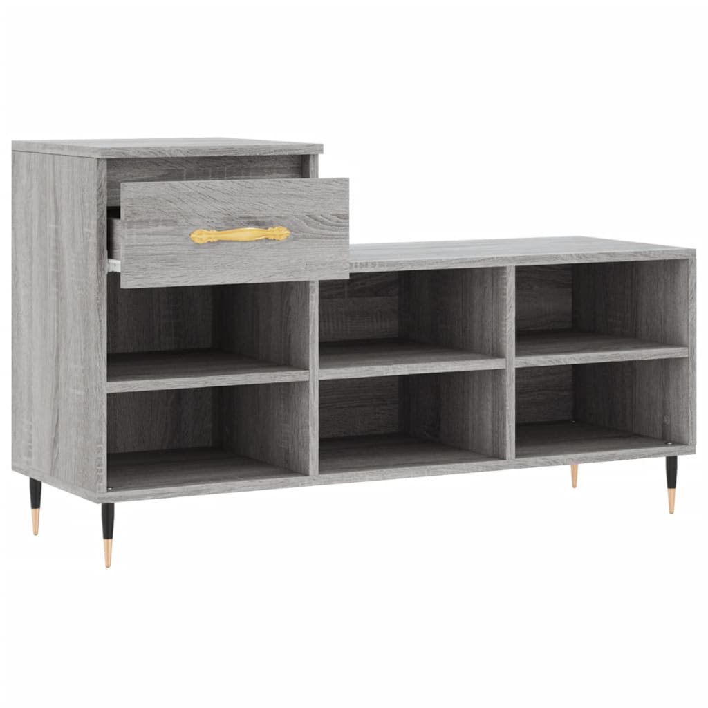 Skoskap grå sonoma 102x36x60 cm konstruert tre