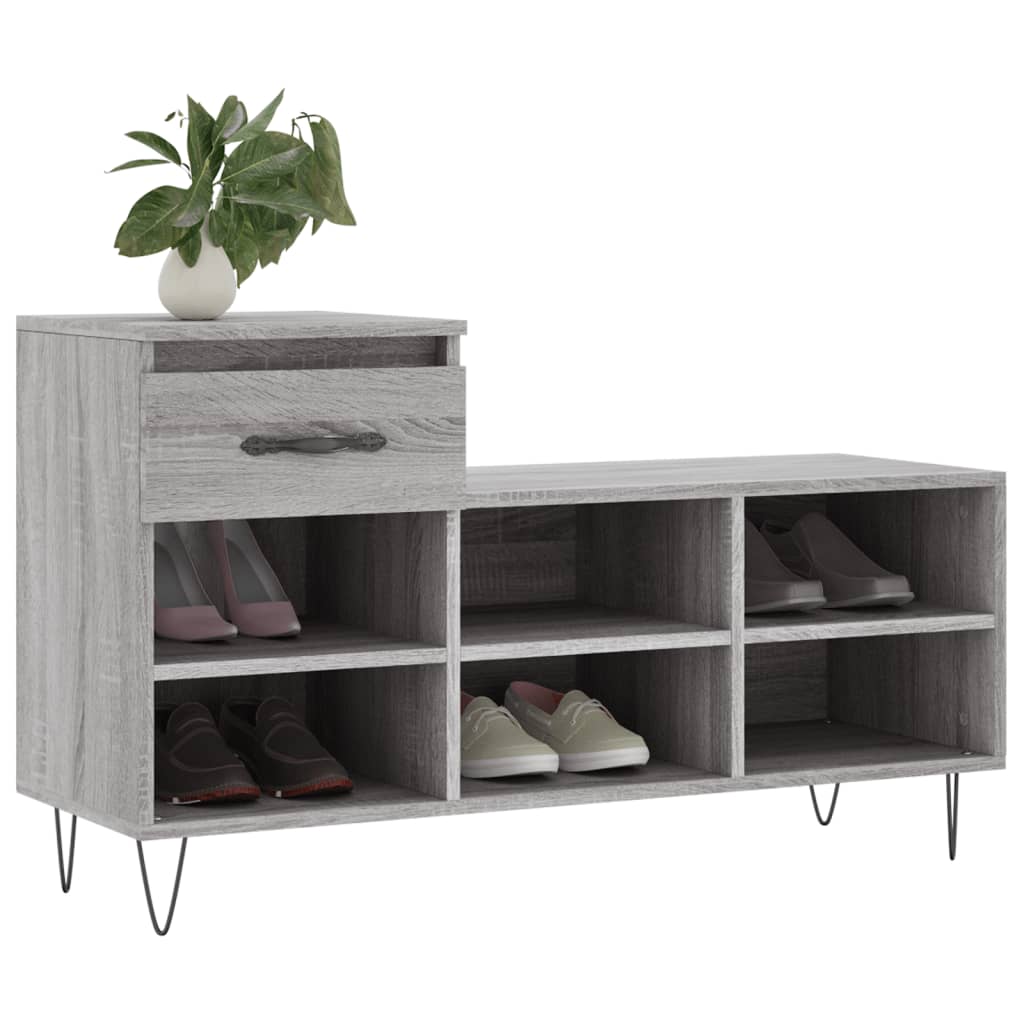 Skoskap grå sonoma 102x36x60 cm konstruert tre