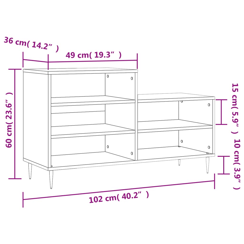 Skoskap sonoma eik 102x36x60 cm konstruert tre