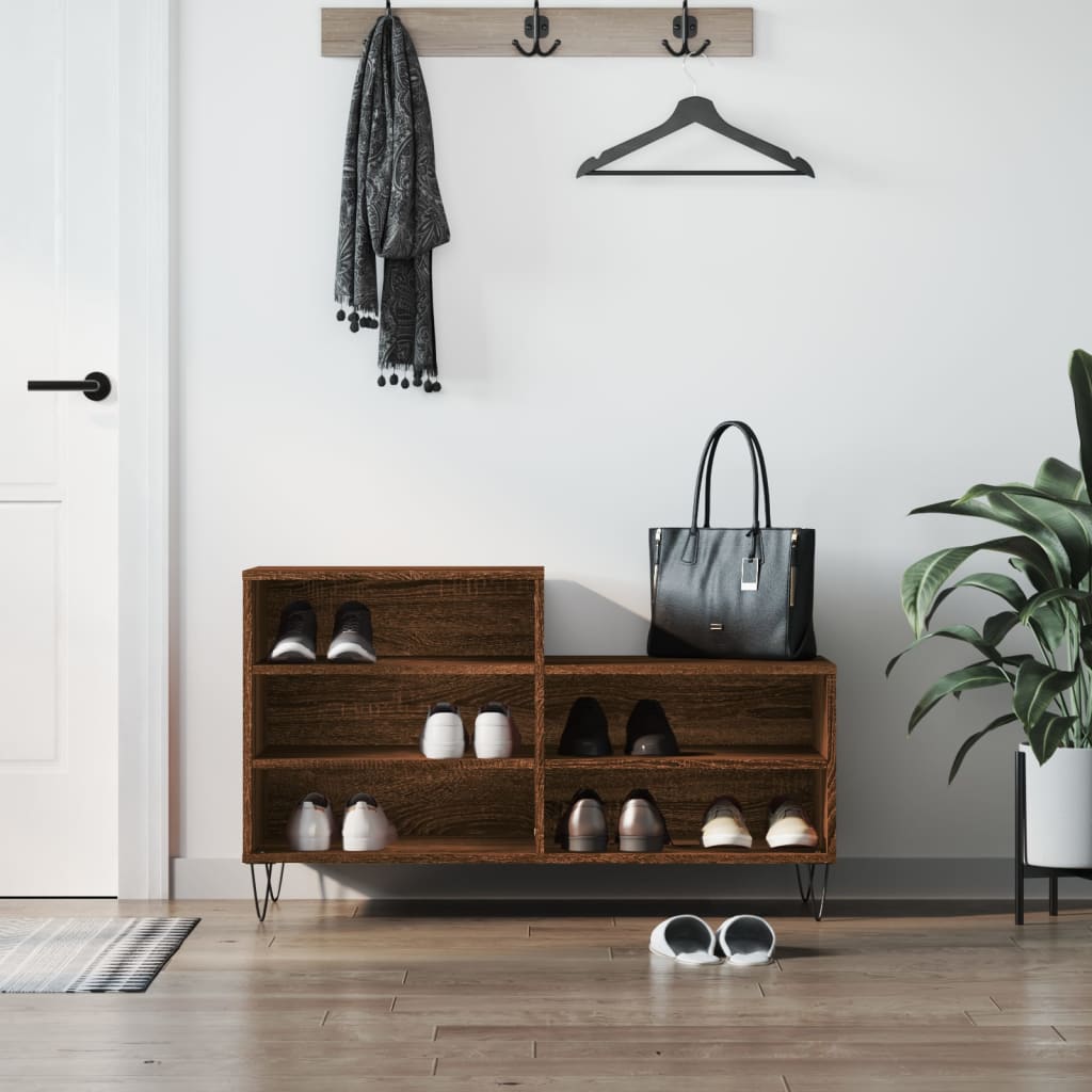 Skoskap brun eik 102x36x60 cm konstruert tre