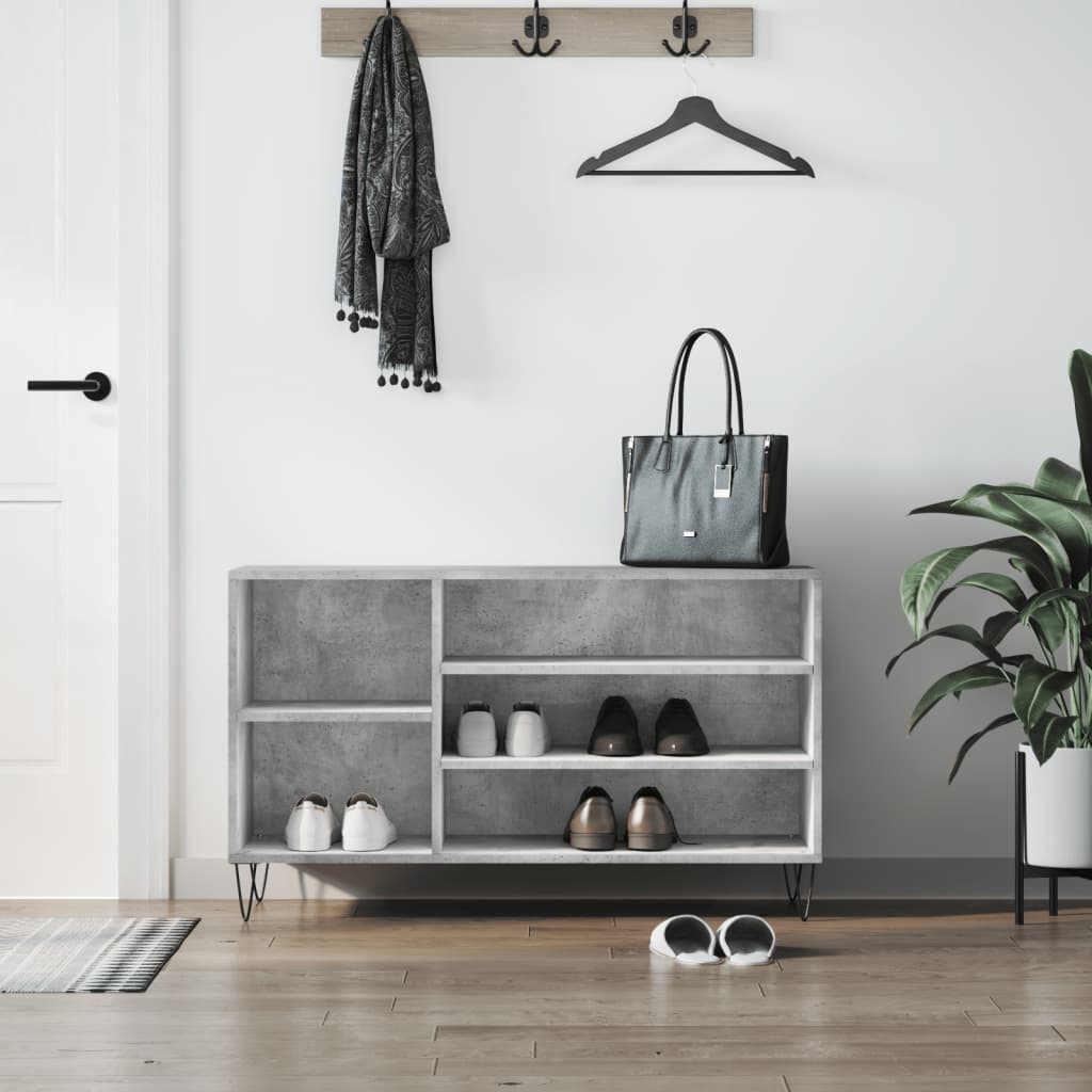 Skoskap betonggrå 102x36x60 cm konstruert tre