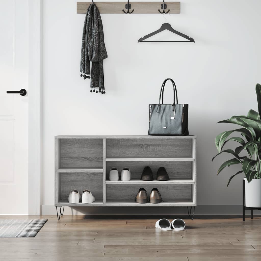 Skoskap grå sonoma 102x36x60 cm konstruert tre