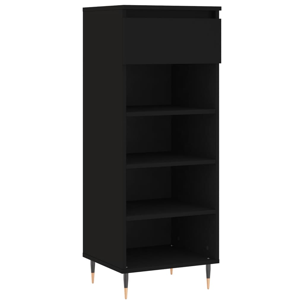 Skoskap svart 40x36x105 cm konstruert tre