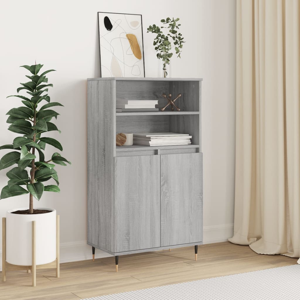 Highboard grå sonoma 60x36x110 cm konstruert tre