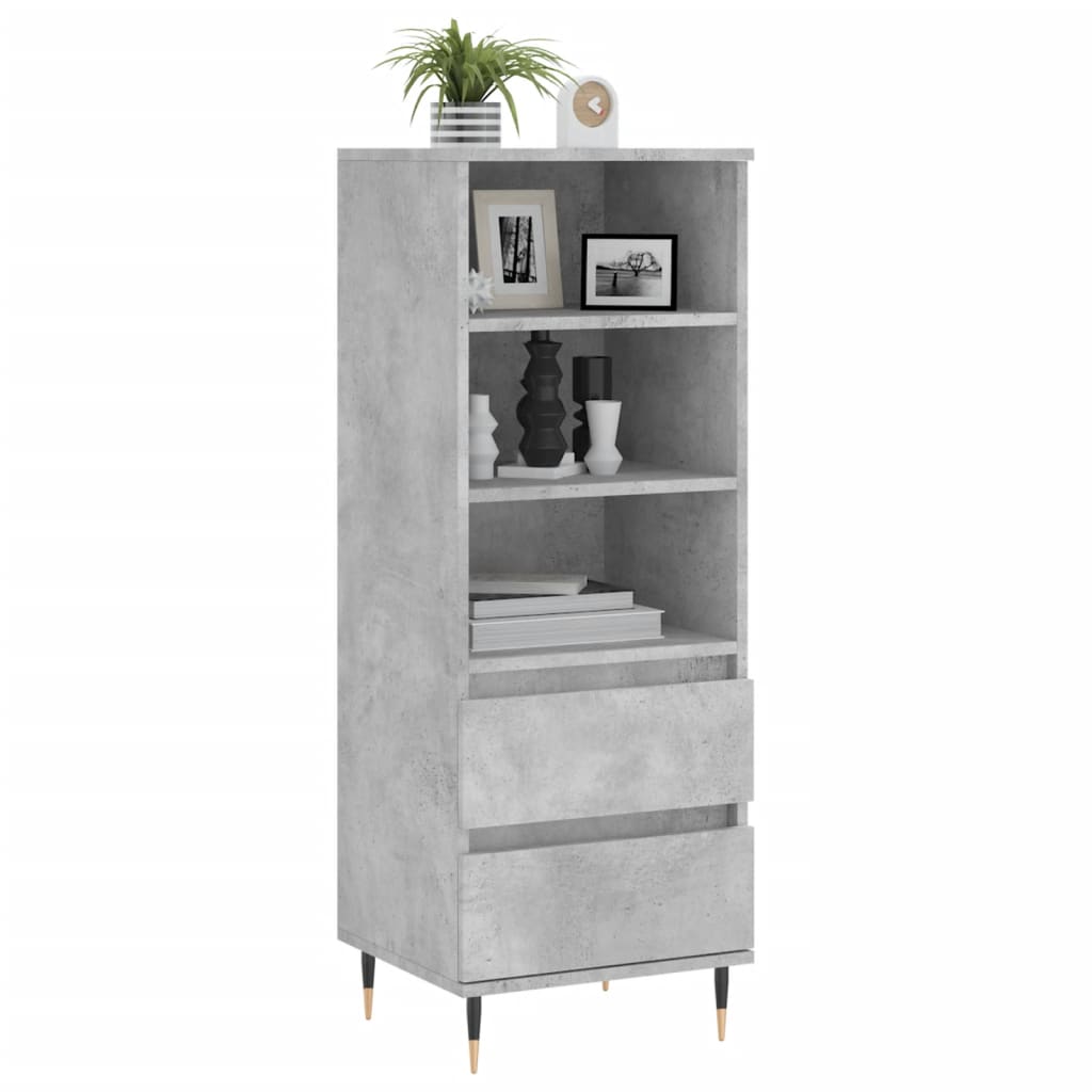 Highboard betonggrå 40x36x110 cm konstruert tre