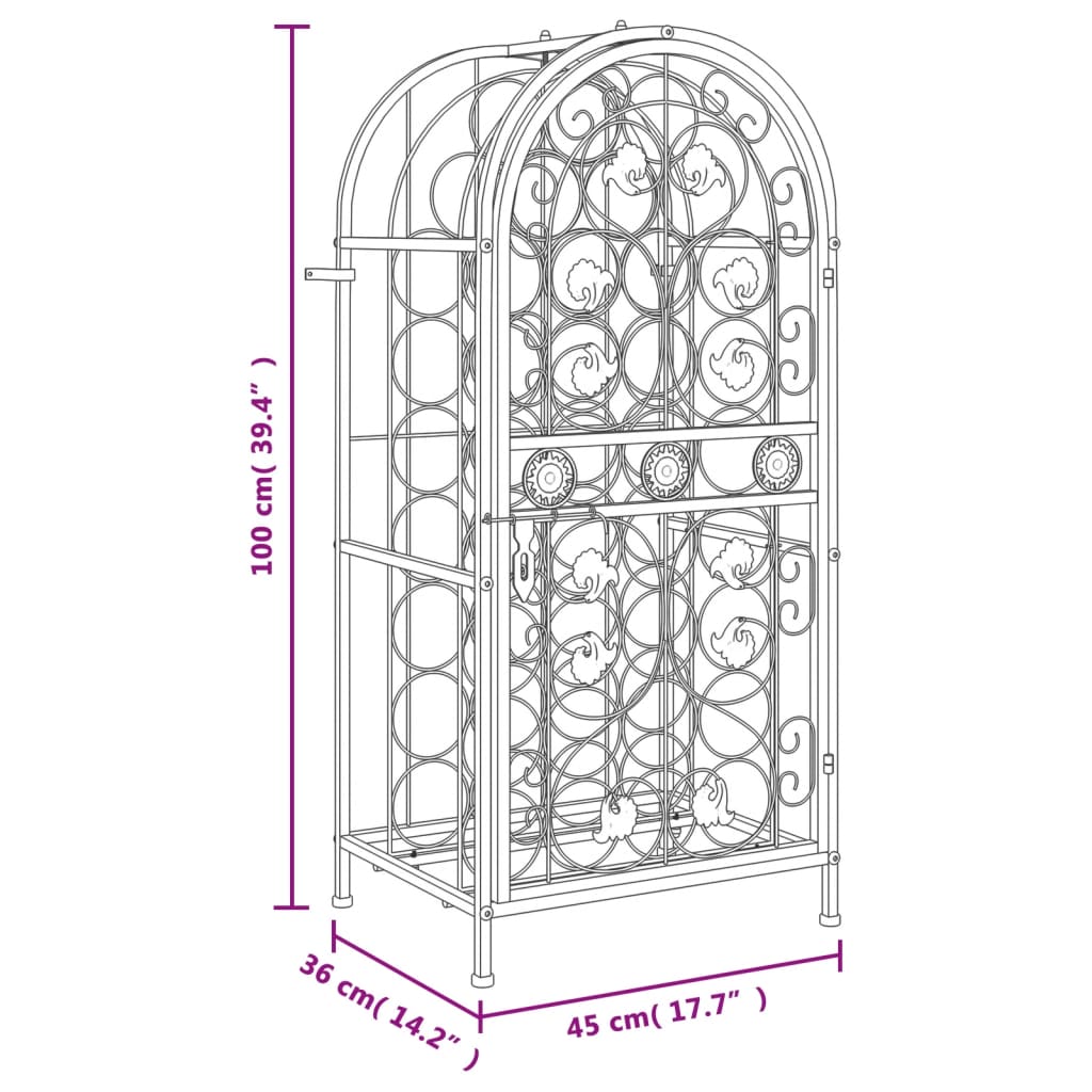 Vinstativ for 33 flasker svart 45x36x100 cm smijern