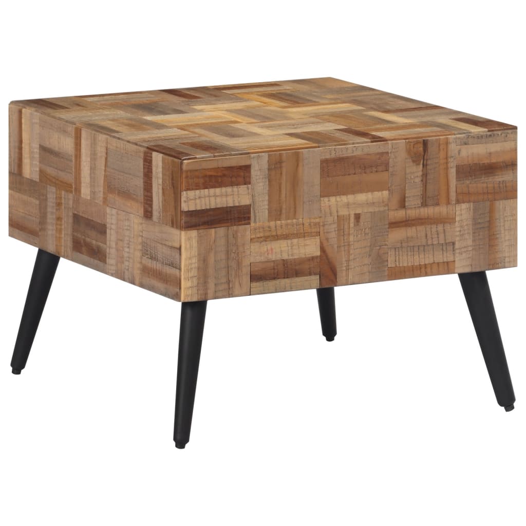 Salongbord grå 55x55x40 cm gjenvunnet heltre teak